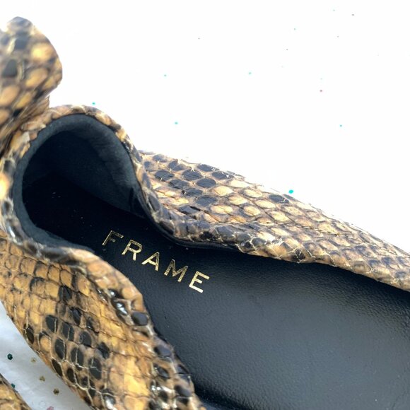 Frame Le Sunset Ballet Flats Python Multi Print Brwn/Blk Lambskin 39.5 Quiet Lux - Picture 16 of 16